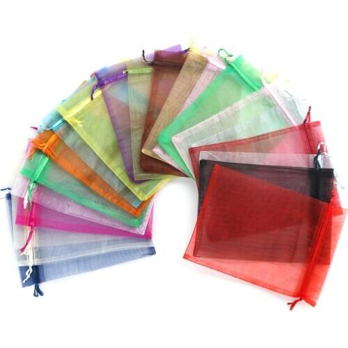 19 Colors Jewelry Bags 16*11cm Wedding Gift Organza Bags Jewelry Packaging Display & Jewelry Pouches Drawstring Rectangle,20 Pcs