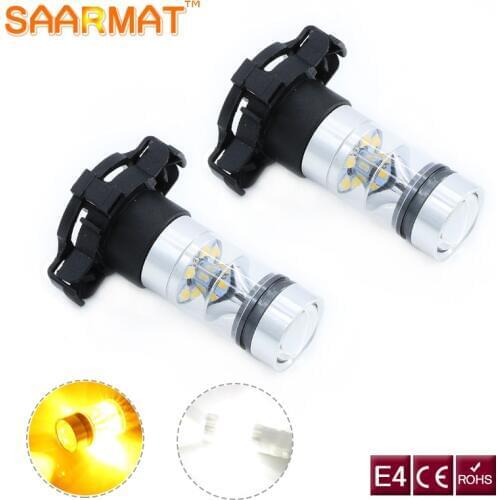 2pcs PY24W bulbs Canbus No Error With Sharp Chip LED Front Turn Signal Lights Yellow White 12V 3000K For BMW E90 E92 E93 328i M3