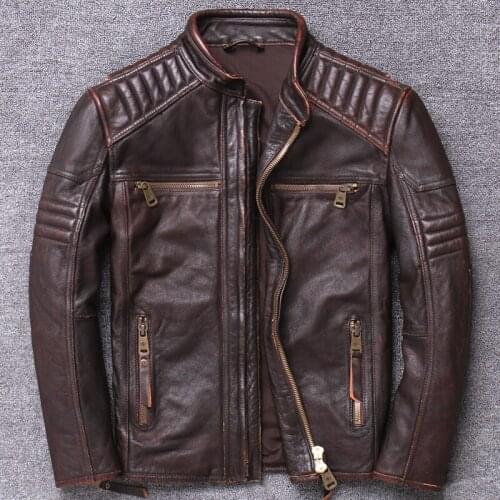 2020 Locomotive Serve Genuine Clothing Mens O Beautiful Khaki Head Layer Cowhide Cycling Leather Jacket Loose Vintage