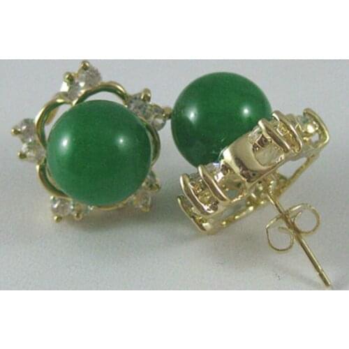 3 colors ladys charming light green /black natural stone 18KGP stud earring