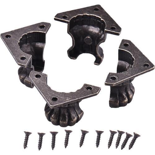 4pcs Antique Brass Jewelry Chest Wood Box Decorative Feet Leg Corner Protector 35 * 25mm Wooden Cases Jewelry Boxes Leg Decor