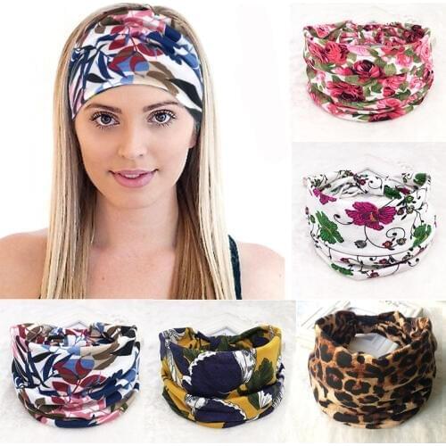 40pcs/lot DIY Simple Multi Fabrics Bohemia Printing Wide Hair Bands Absorb Sweat HeadBands Hair Styling Tools Accessory HA1286