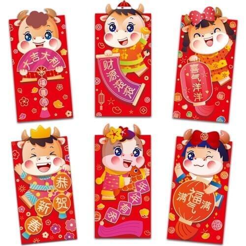 6Pcs Lucky Envelope 2021 Chinese New Year CNY Red Packet Angpao Hong Bao