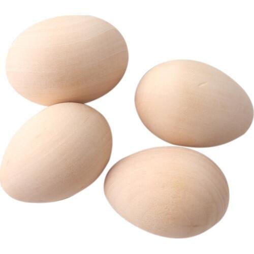 63Mm 12Pc Large Wooden Eggs Shape Diy Unfinished Wood Egg Handmade Bottom Wooden Teething Toys Nurse Gifts Baby Teether
