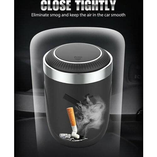 Car Ashtray Cigarette Holder LED Ambient Light Ashtray Armrest Organizer Black Home Office Ashtray Washable With Lid Hot Sale