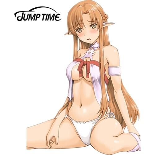 JumpTime 13cm x 9.6cm Car Styling Anime Sword Art Online Sexy Girl Yuuki Asuna Decal Beauty Rear Windshield 3D Car Stickers