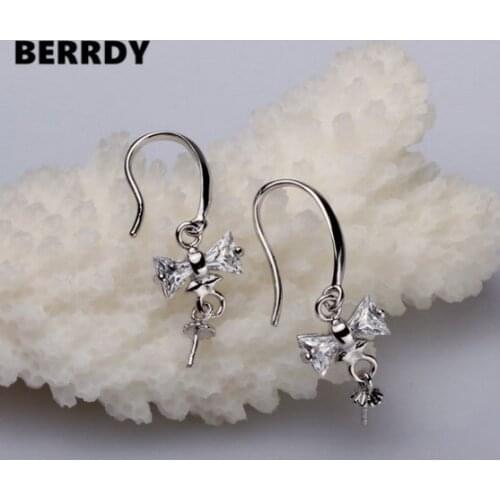 Bow Pearl Earrings Mountings, Earrings Findings, Earrings Settings Jewelry Parts Fittings Jewellery Accessories 10pairs/lot