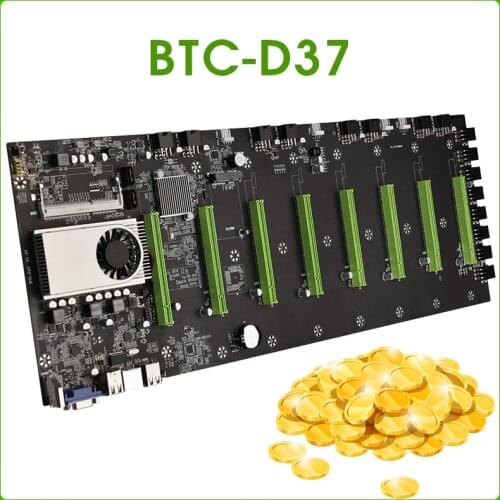 BTC-D37 Miner Motherboard 8*PCIE 16X Graphics Card Slots 55mm Spacing DDR3 Memory VGA HDMI Compatible