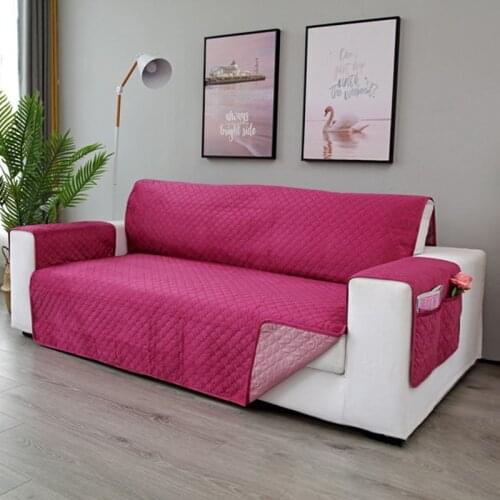 Winter Short Plush Sofa Cover For Living Room Dog Pet Kid Mat Slipcover With Pocket Non-slip Couch Covers Furniture Protector