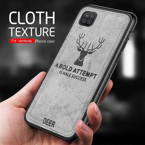For Samsung A12 Case Cloth Fabric Phone Cover For Samsung Galaxy A12 A 12 SM-A125F/DS 3D Derr Pattern Silicone TPU Frame Fundas
