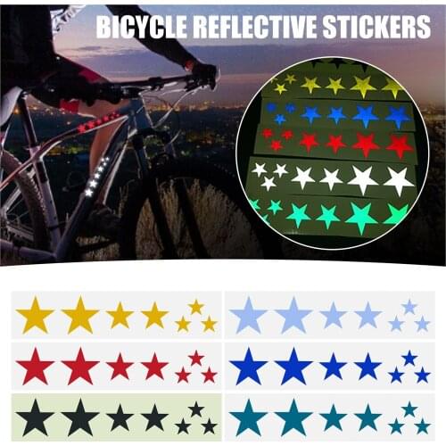 DIY Bicycle Luminous Stickers Pentagram Reflective Sticker Bike Night Light Shining Warning Paper Personality Wheelset Sticker
