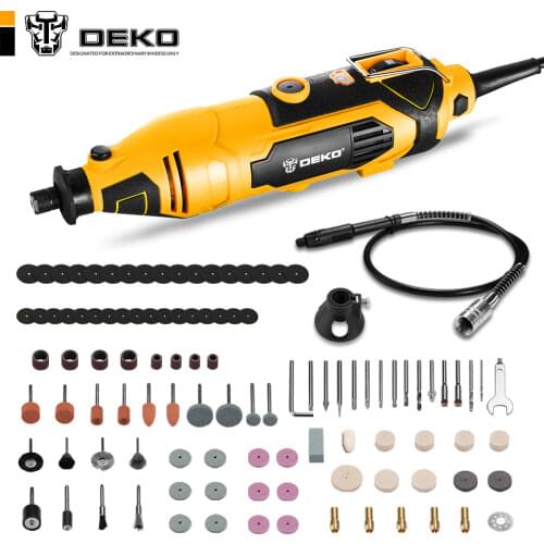 DEKO DKRT02 220V Electric Drill Variable Speed Mini Grinder Rotary Tool Kit Cutting Polishing Drilling with dremel Accessories