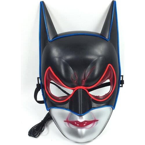 Two Colors Mixed Bat Hero EL Wire Mask Halloween Cosplay Supplies American Comics Vigilante Mask Glow In Dark