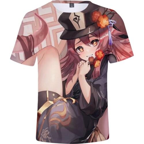 Hot Game Genshin Impact Hu Tao Fashion T Shirt for Men/women Print 3D T Shirt Summer Short Sleeve T Shirts Male T Shirts