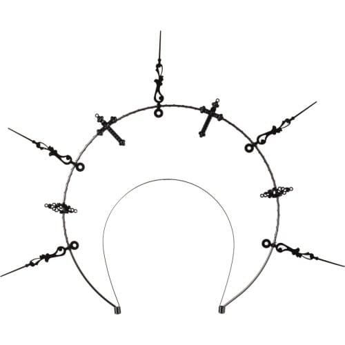 Handmade Retro Gothic Virgin Mary Aura Hair Crown Cross Fashion Novelty Headpiece