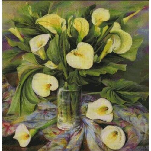 Exquisite Water Lily Flowers Top Quality Embroidery Needlework 14CT Unprinted Cross Stitch Kits DIY Art Handmade Home Decor