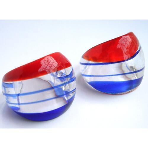 RED SNAKE Fashion Ring Handmade Bule and Red Translucent Murano Glass Rings