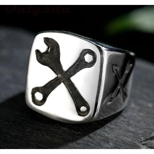 Retro Monster Gothic Wrench Ring Jewelry Mens Punk Biker Ring Party Entertainment Jewelry Hip Hop Teeth Monster Rings Gift