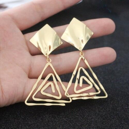 Exaggerated Irregular Geometric Metal Triangle Square Long Drop Earrings Women Fashion Jewelry Summer Holiday Girl Gift Brincos