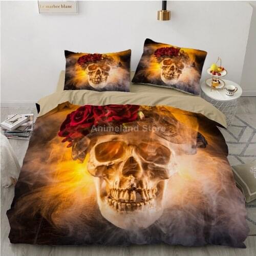 Cool Skull Bedding Set Skeleton Bed Linen Quilt Duvet Cover Sets Home Textile Decor Twin Single Queen King Size Fashion Gift