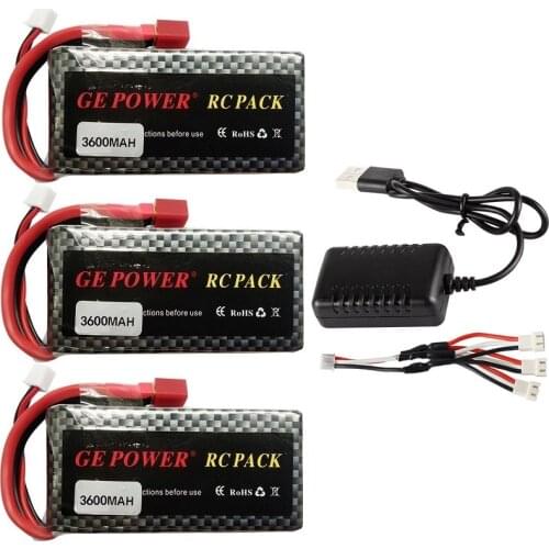 7.4v 3600mah Lipo Battery 2S with Charger For Wltoys 12428 12423 Feiyue 03 Q39 RC Four-wheel RC Vehicle Car parts 7.4v 2700mAH