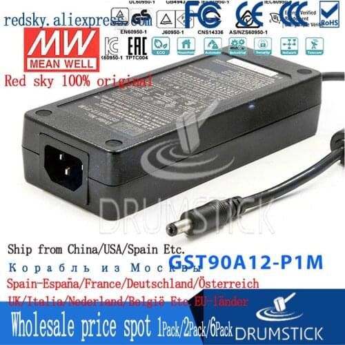 Nice MEAN WELL 2Pack GST90A12-P1M 12V 6.67A GST90A 12V 80W AC-DC High Reliability Industrial Adaptor