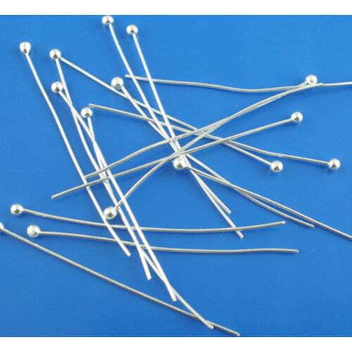 8Seasons Copper Ball Head Pins Silver Plated DIY Making Drop Earrings Women Handmade Jewelry 40mm long, 0.5mm (24 gauge), 300PCs