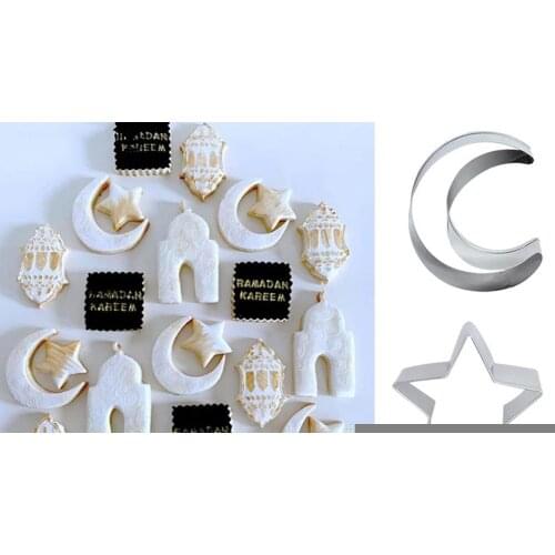 Eid Mubarak Cookie Cutter Set Moon Star Biscuit Mold DIY Cake Baking Tools Ramadan Kareem Islamic Muslim Party Home Decorations
