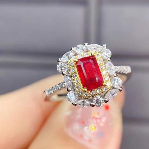Natural Ruby Ring, 925 Sterling Silver, Simple and Exquisite Style,Recommended By The Owner, Authentic Color