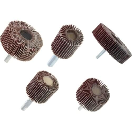 New 2pcs/8pcs Grit 80 Cylindrical Sandpaper Flap Wheel Shank 6mm Alumina 20/25/30/40/50/60/80mm Louver Grinding Head With Handle