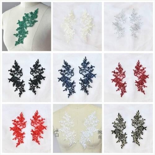 4 Pieces Ivory/ Champagne/ Navy Delicate Wedding Veil Head Ornaments Lace Applique Trim DIY Lace Accessories for Dress Sewing