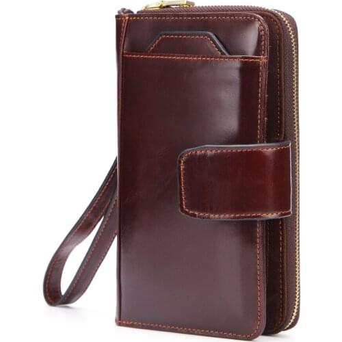 2019 New Retro style women wallet Oil wax cowhide short wallet high quality genuine leather men purse phone bag