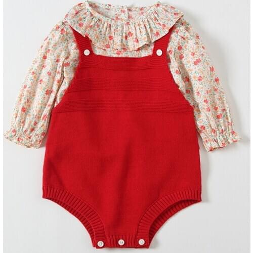 0-18M 2Pcs/set Autumn Newborn Baby Girl Clothes Set Baby Bodysuit +Floral Tops Outfit Set 0-2Y