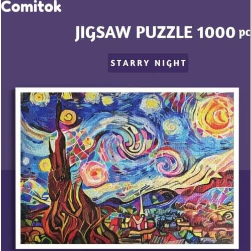 Comitok 1000 Pieces Jigsaw Puzzles for Adults Van Gogh Starry Night Jigsaw Exquisite Boxed Stress-relief Puzzle Game PR49 PTC007