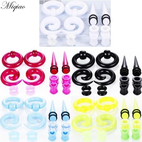 Miqiao 12pcs Explosion Style Simple Suit Acrylic Sharp Cone Ear Expander 4mm-10mm Exquisite Human Body Piercing Jewelry