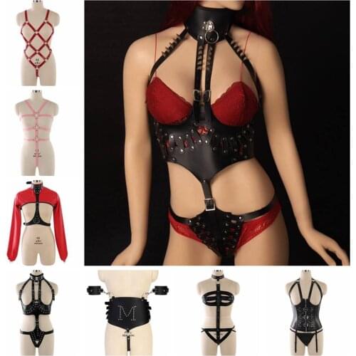 Erotic Sexy Punk Leather Gothic Style Harness For Women Garters Festival Rave Costume Pole Dance Clothes Erotic Suspender Belt