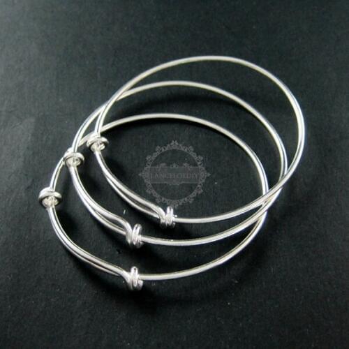 65mm diameter solid 925 sterling silver simple wiring bracelet bangle for DIY beading 1900091