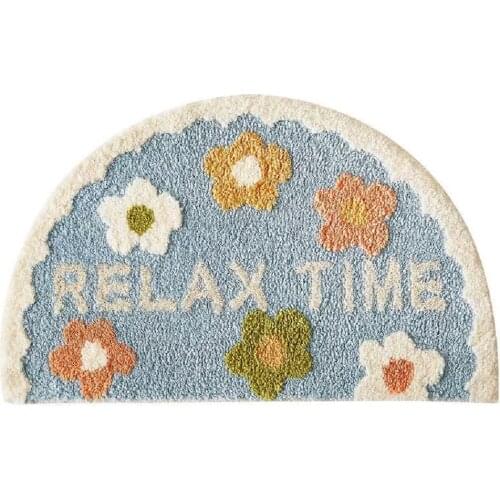 Ins simple semi-circular absorbent bathroom floor mats, thick non-slip carpets, toilet floor mats, cute styles and bright colors