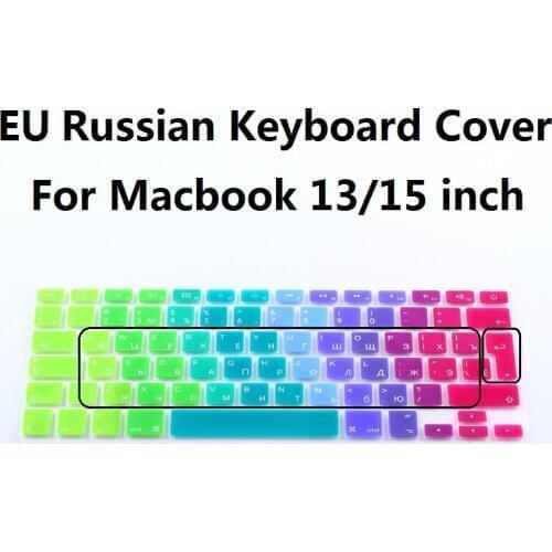For Macbook Air Pro Retina 13 15 Rainbow Computer Keyboard Protector EU Euro US Version RUS Russian Keyboard Cover