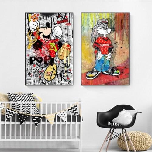Disney Luxury Mickey Mouse Canvas Painting Wall Art Nordic Posters Prints Pictures For Living Kids Room Decor Home Decoration