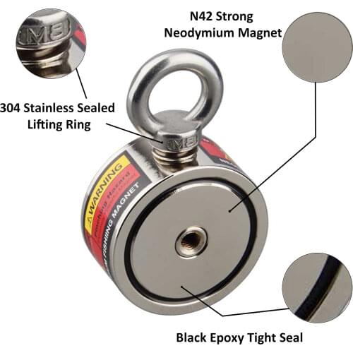 Strong Neodymium Magnet Search Magnets Hook Double Side 80-300Kg Outdoor Super Power Fishing Magnetic Salvage Tool