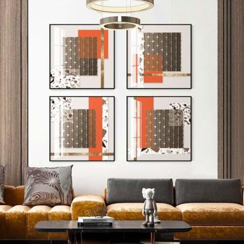 Modern Minimalist Background Wall Painting Hermes Orange Hanging Painting Dining Room Living Room Abstract Decorative Painting