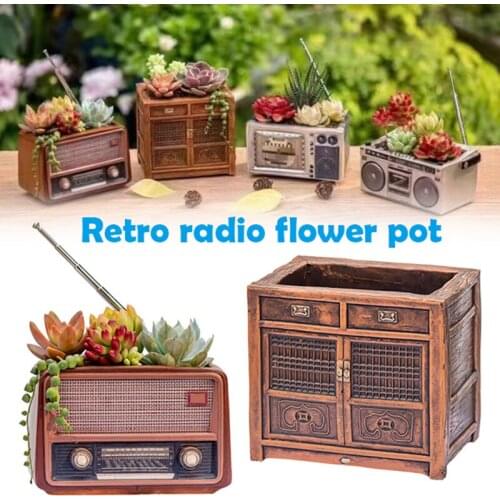 Old-Fashioned Retro Radio Ornaments Electrical Flower Pots Resin Flower Pots Succulents Flower Pots Resin Decoration