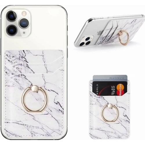 Fashion Marble Phone Card Holder Sticker For iPhone 11 X Samsung S10 S20 Plus Redmi Note 8T 8 7 5 K30 Pro Mobile Phone Pouch Bag