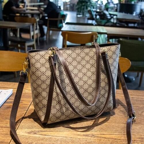 Shoulder Bags For Women Faux Leather Big Shopper Shopping Fashion Retro Casual Totes Handbags 2021 New Luxury Tote Mahjong