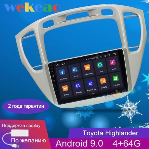 Wekeao 9'' 1 Din Android 9.0 Car Dvd Multimedia Player For Toyota Highlander Car Radio GPS Navigation 2000-2007 WIFI Bluetooth