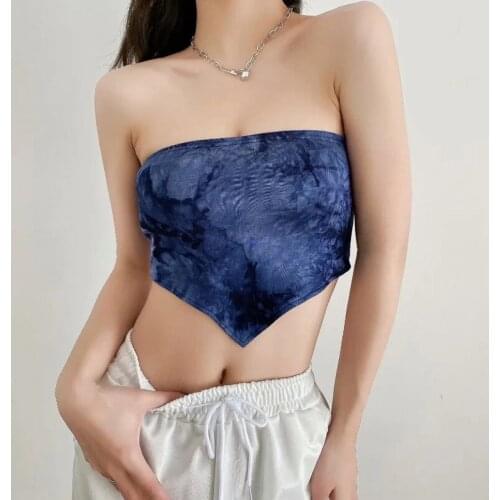 Women Tie Dyed Bandana style Hem Tube Top