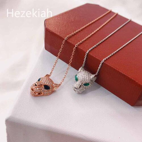 Hezekiah S925 Sterling Silver Leopard Necklace High quality luxury lady Necklace Fashionable Dance Party cheetah necklace