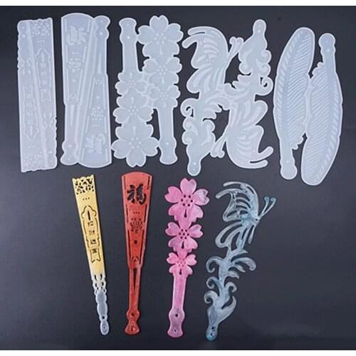 1pc DIY Crystal Dropper Fan Mould Hollow Token Mirror Silicone Fan Mould Various Shapes Fan Making Accessories