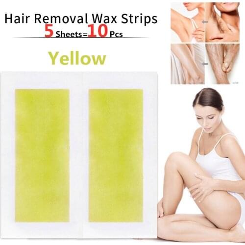 10pcs/lot Yellow Hair Removal Wax Strips Roll Underarm Wax Strip Paper Beauty Tool Leg Body Facial Hair Women Men
